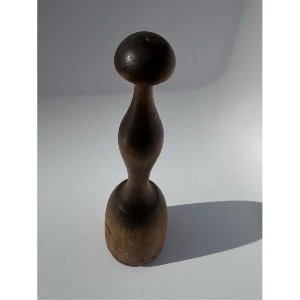 Antique 1950s Muddler Pestle Wooden Natural Brown Sculptural Rustic Kitchen